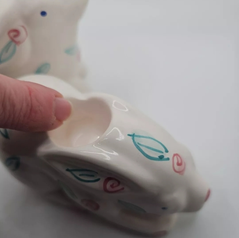 Vintage Pier 1 Imports Hand Painted Bunny Candle Holders - Picture 5 of 8